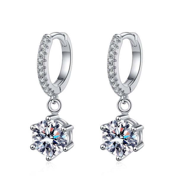 Six-Prong Moissanite Dop Huggie Earrings