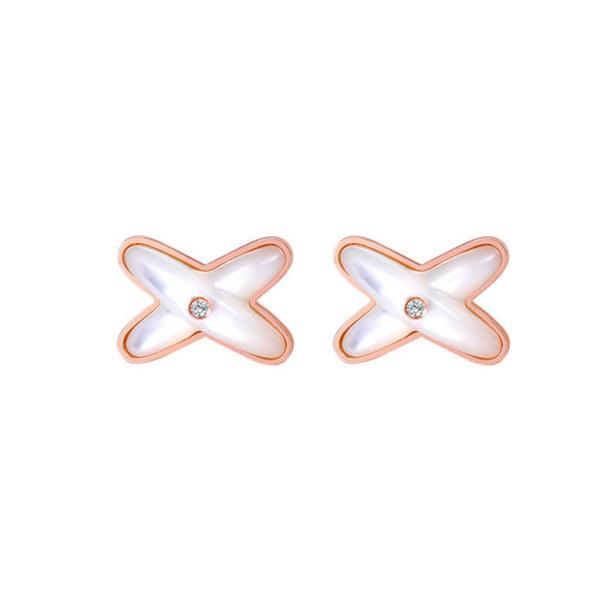 White Letter X Shell Stud Earrings