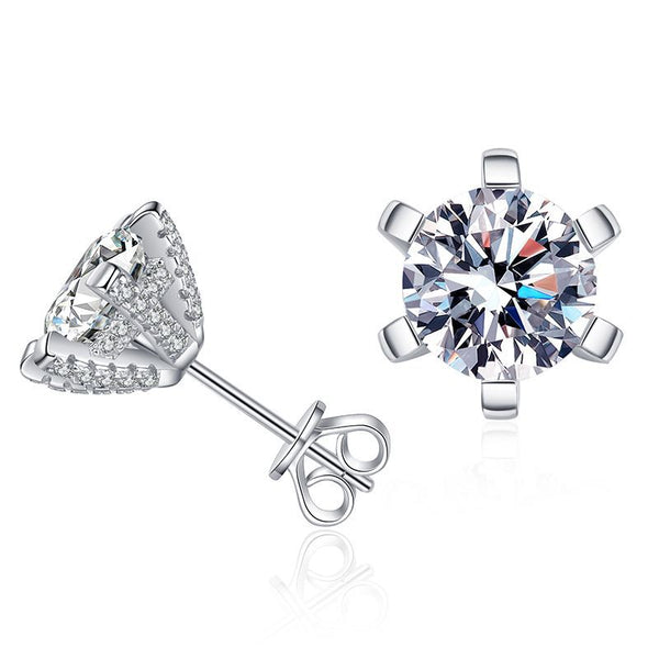 Six-Prong Moissanite Wedding Stud Earrings