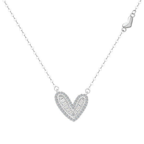 Dainty Silver Heart Charm Necklace