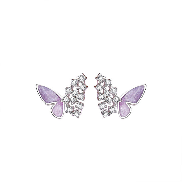 Purple Butterfly Stud Earrings