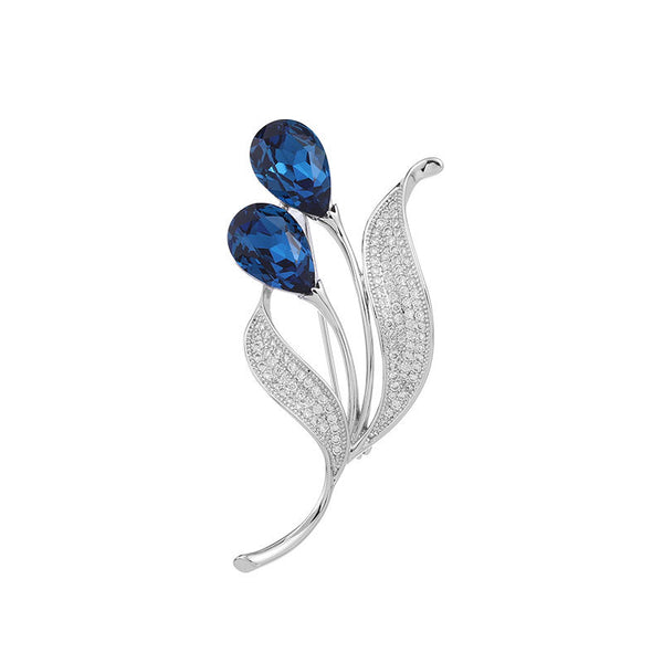 Blue Tulip Flower Wedding Brooch