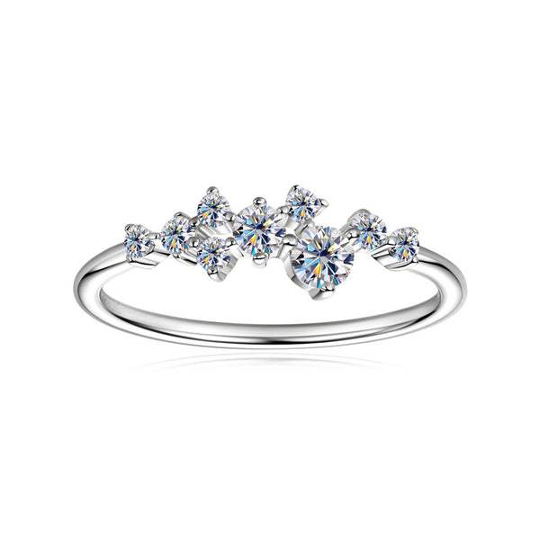 Moissanite Star Cluster Engagement Ring