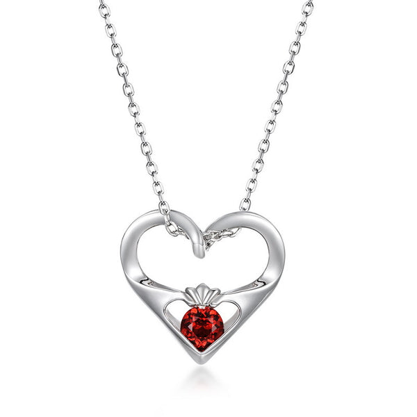 Garnet Heart Pendant Necklace