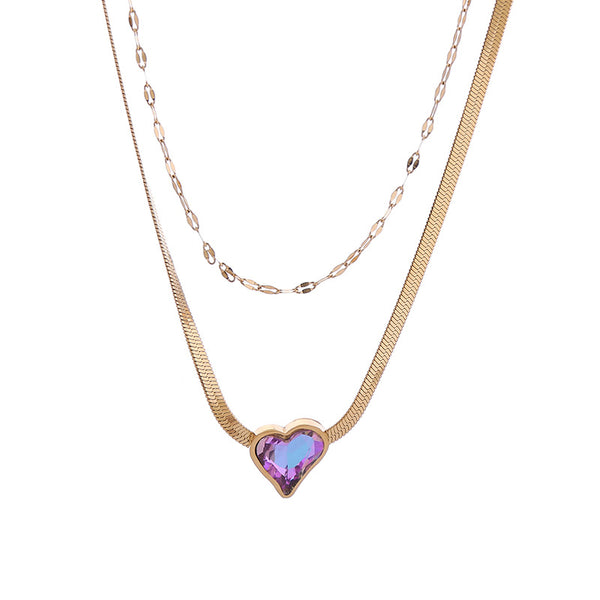 Heart Square Layered Necklace