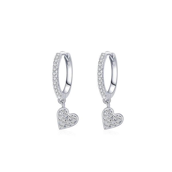 Silver Heart Hoop Earrings