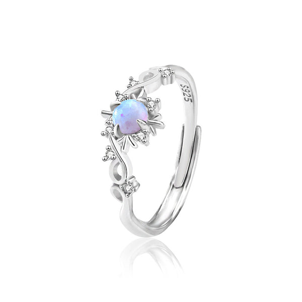 Silver Opal Snowflake Ring