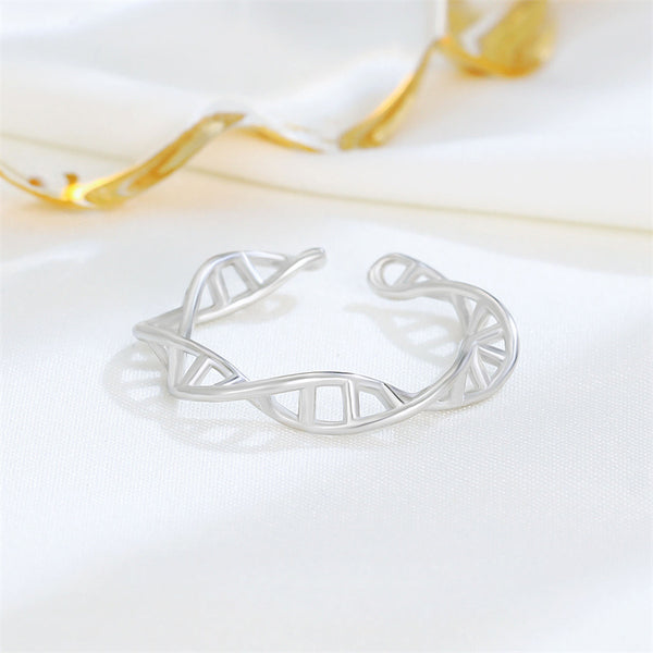 DNA Double Helix Spiral Infinity Ring