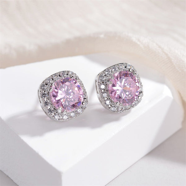 Color Gemstone Wedding Stud Earrings