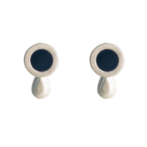 Silver Agate Stud Earrings