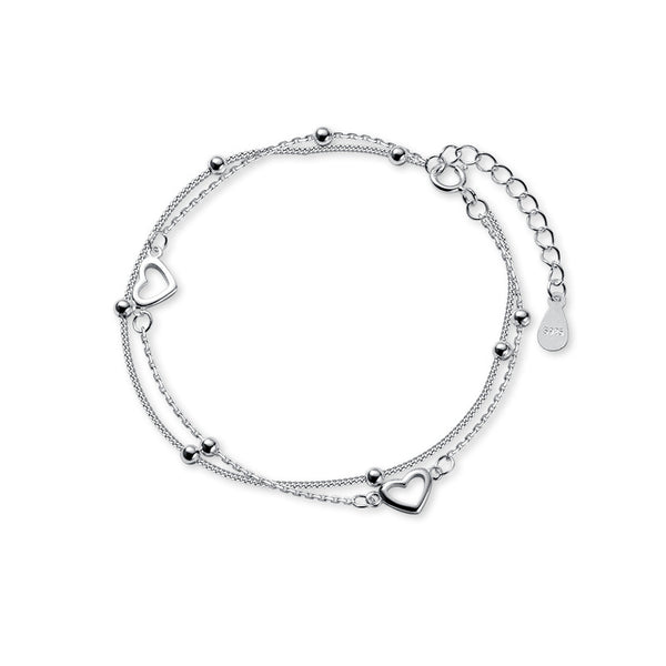 Dainty Heart Double Chain Bracelet