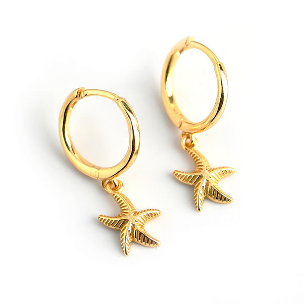 Starfish Dangle Drop Hoop Earrings