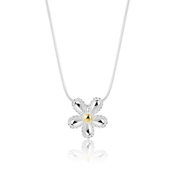 Silver Flower Pendant Necklace