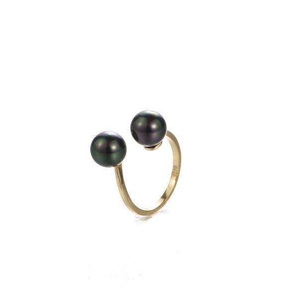 Double Pearl Open Ring