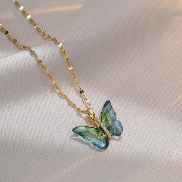 Color Butterfly Pendant Wedding Necklace