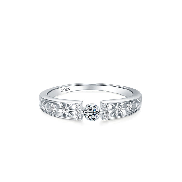 Single Diamond Hollow Ring