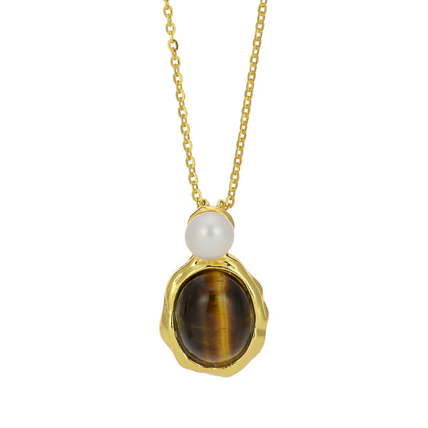 Tiger's Eye Pearl Necklace