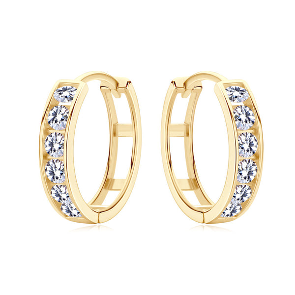 Solid 14K Gold Moissanite Hoop Earrings