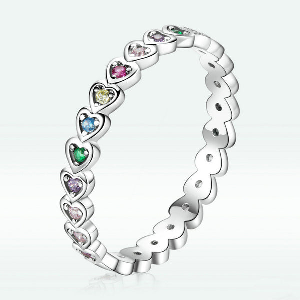 Silver Rainbow Heart Ring