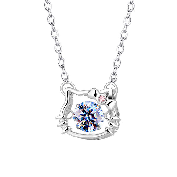 Dancing Stone Cat Charm Pendant Necklace