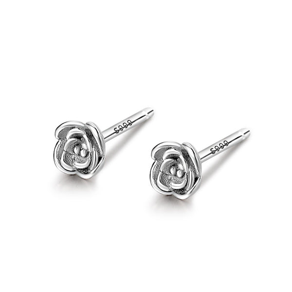 Tiny Small Rose Flower Stud Earrings