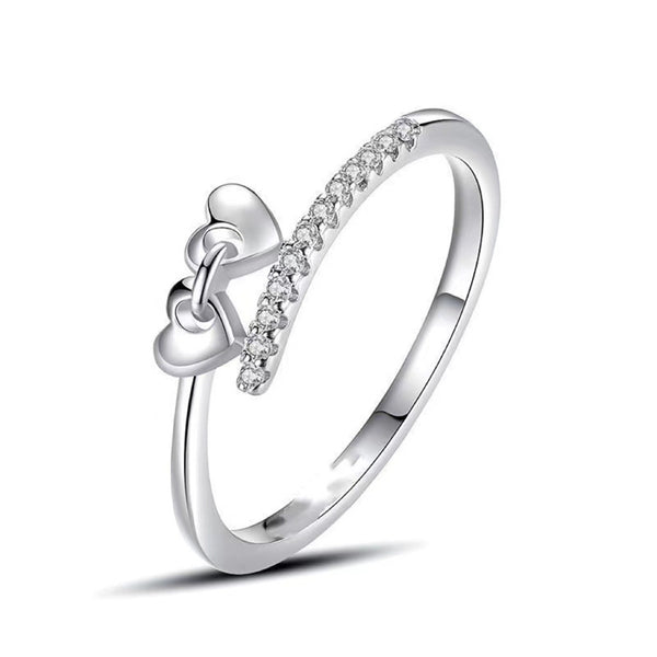 Double Heart Stacking Bypass Ring