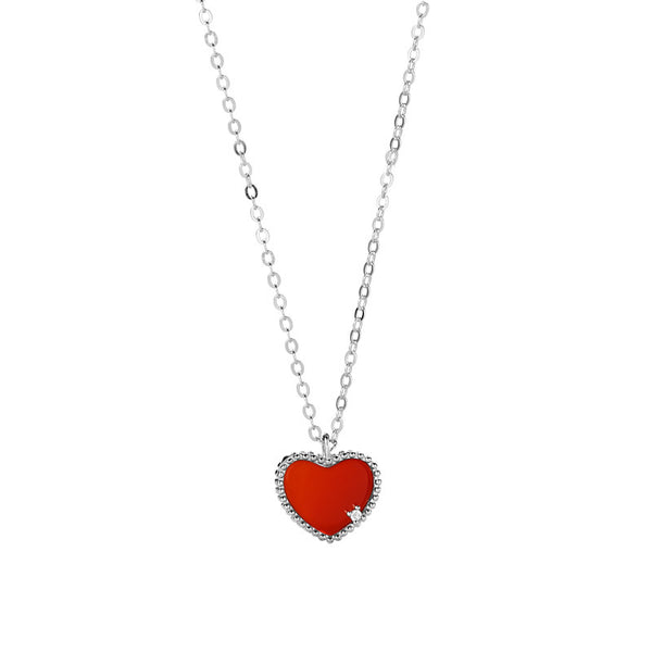 Red Agate Heart Pendant Necklace