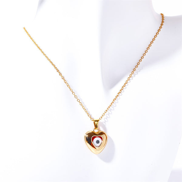 Evil Eye Heart Pendant Necklace