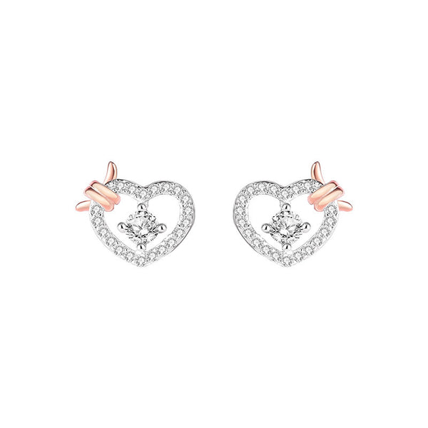 Dainty Heart Knot Stud Earrings