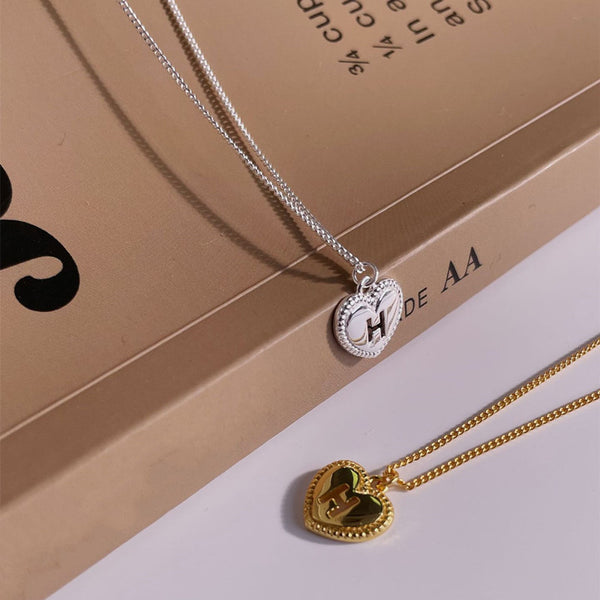 Letter H Heart Pendant Necklace