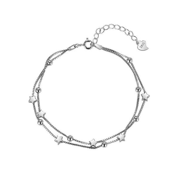 Star Bead Charm Double Chain Bracelet