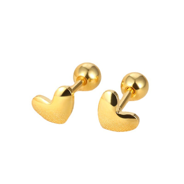 Gold Heart Stud Earrings