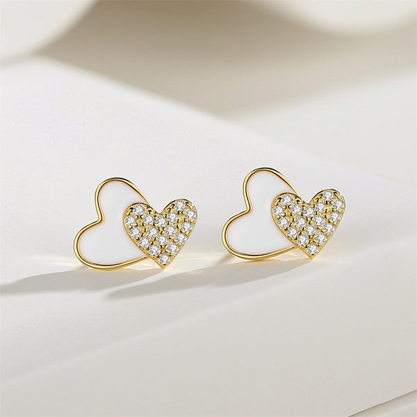 Dainty Shell Heart Stud Earrings