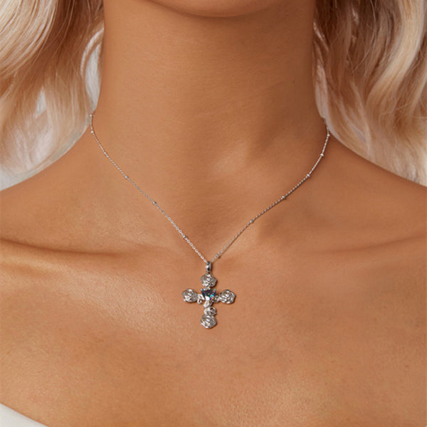 Rose Flower Cross Necklace