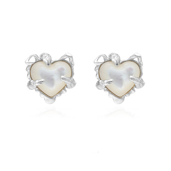 Mother of Shell Heart Stud Earrings