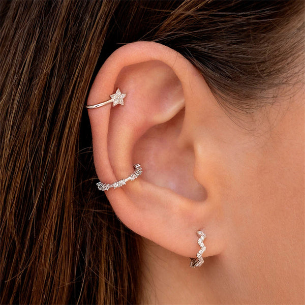 Wave Pave Huggie Hoop Earrings