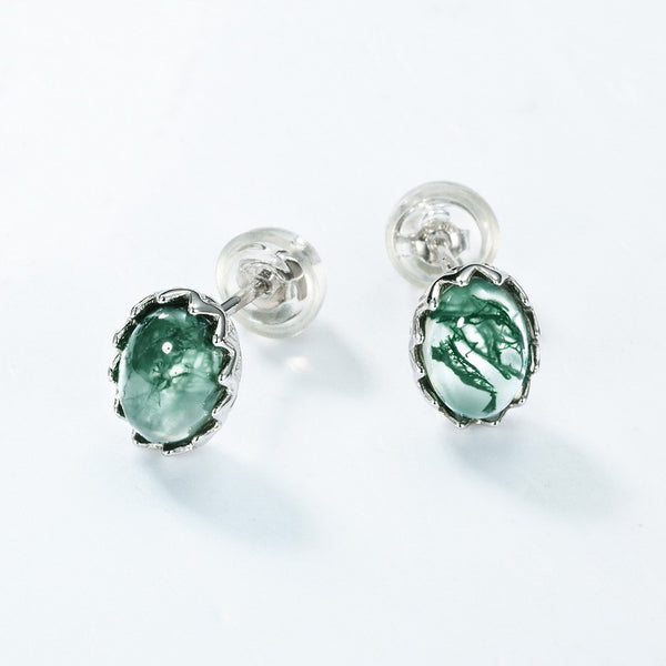 Moss Agate Stud Earrings