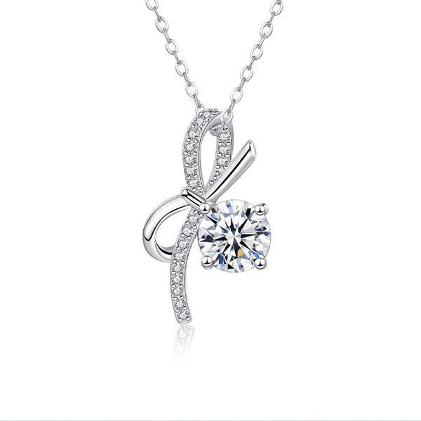 Moissanite Bow Tie Wedding Necklace