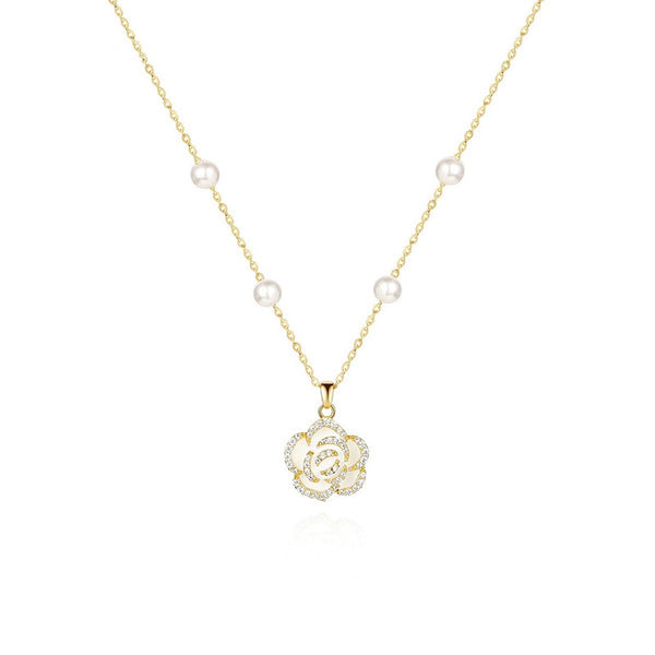 Camellia Flower Pendant Necklace