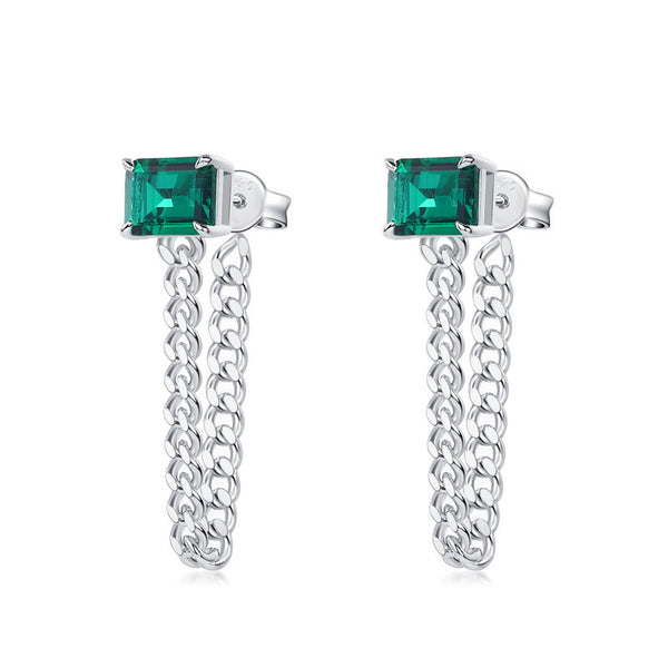 Lab Grown Emerald Ruby Earrings