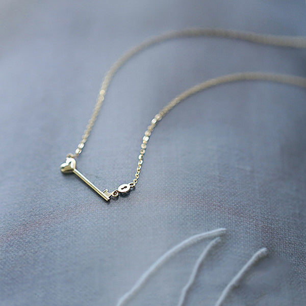 Gold Heart Key Necklace