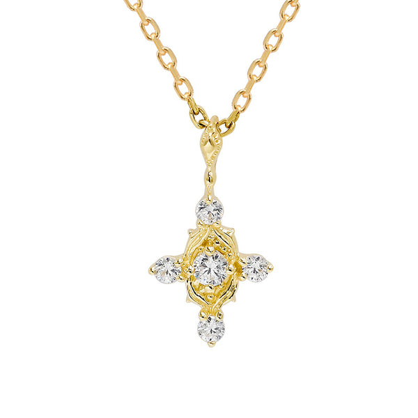 Gold Rose Flower Cross Necklace