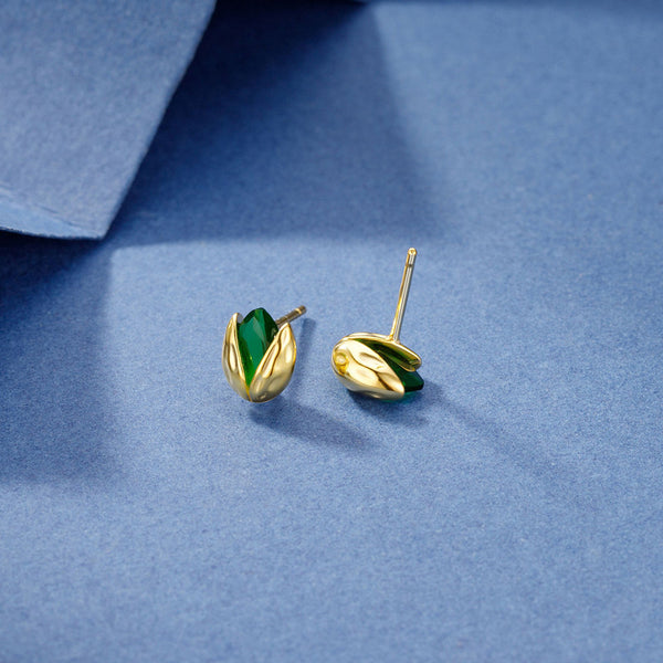 Gold Pistachio Stud Earrings