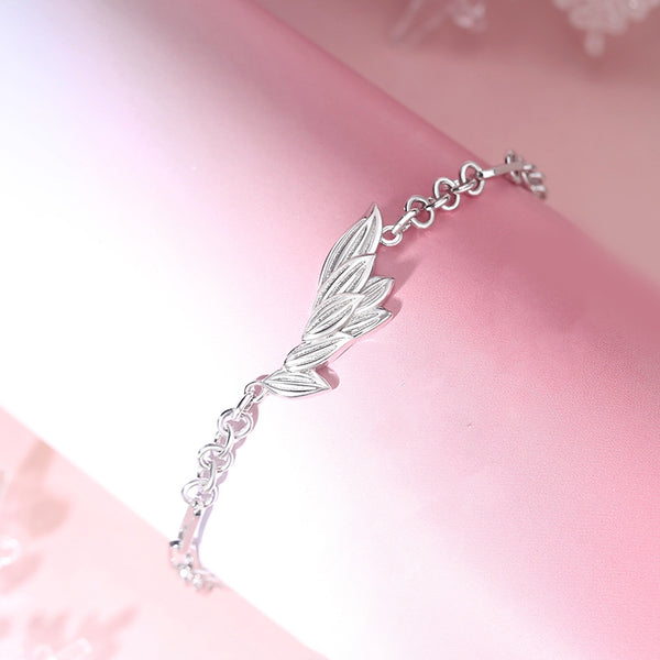 Pink Heart Angel Wing Couple Bracelet