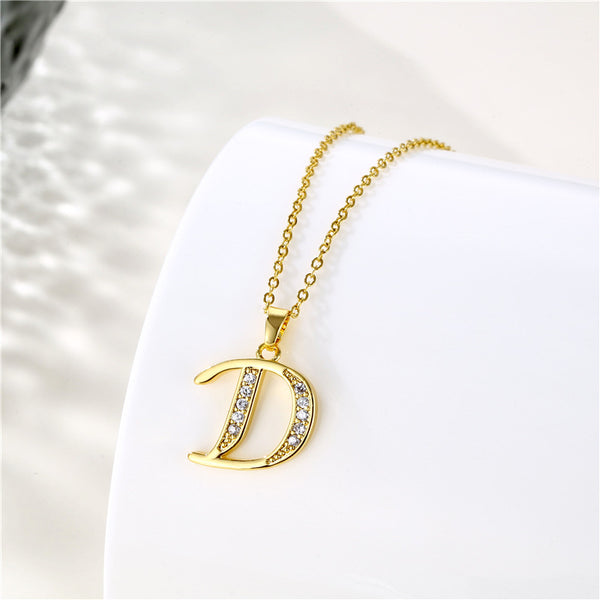 Gold Initial Letter Pendant Necklace