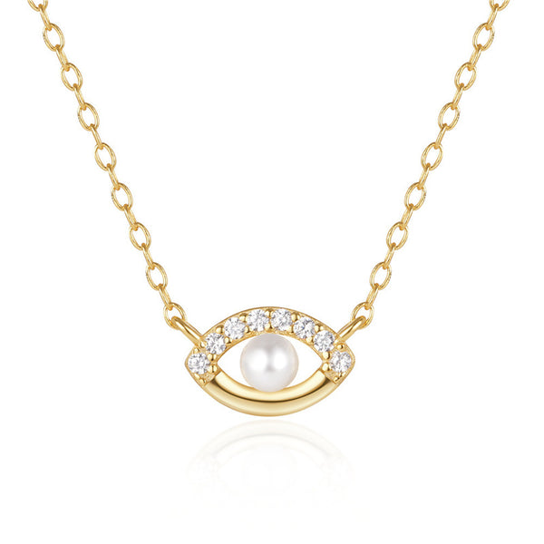 Dainty Pearl Evil Eye Necklace