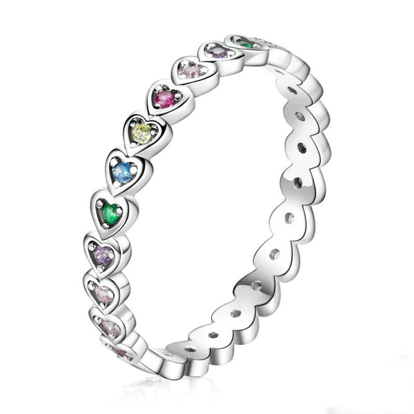 Silver Rainbow Heart Ring