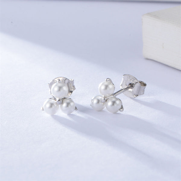 Triple Pearl Stud Earrings