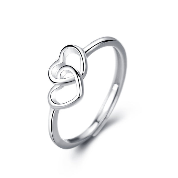 Interlocking Double Heart Ring