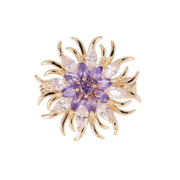 Color Gemstone Flower Wedding Brooch